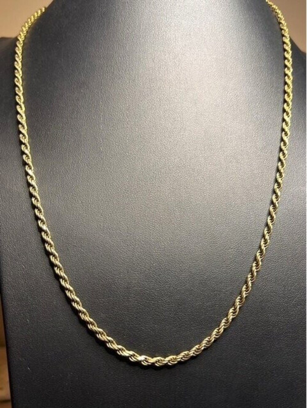 B7078 BSI ITALY Vermeil gold plated 925Rope Chain Necklace Twisted 4mm 22.3g 24"